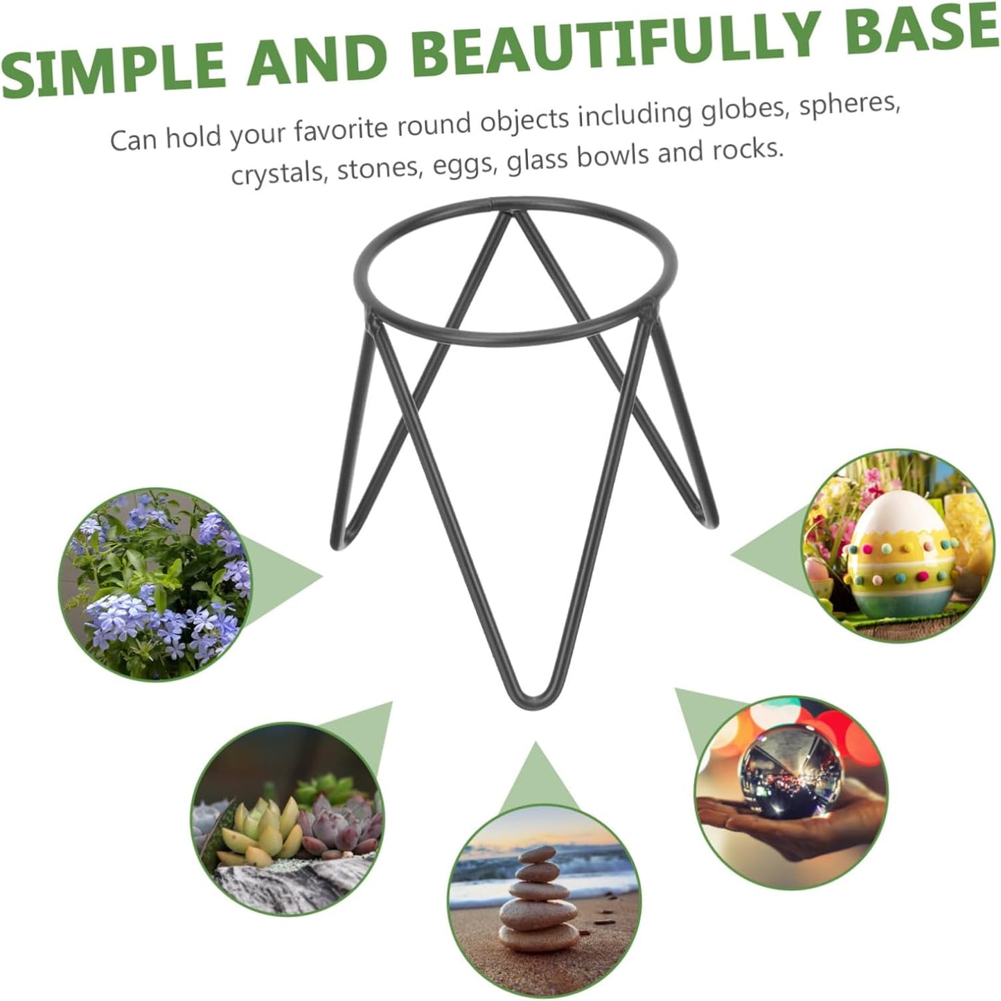 PRETYZOOM 5pcs Iron Crystal Display Stand Lightweight Hydroponic Vase Holder for Home Decor Suitable for Spheres Eggs Crystals and More Simple Geometric Design for Living Room and Office