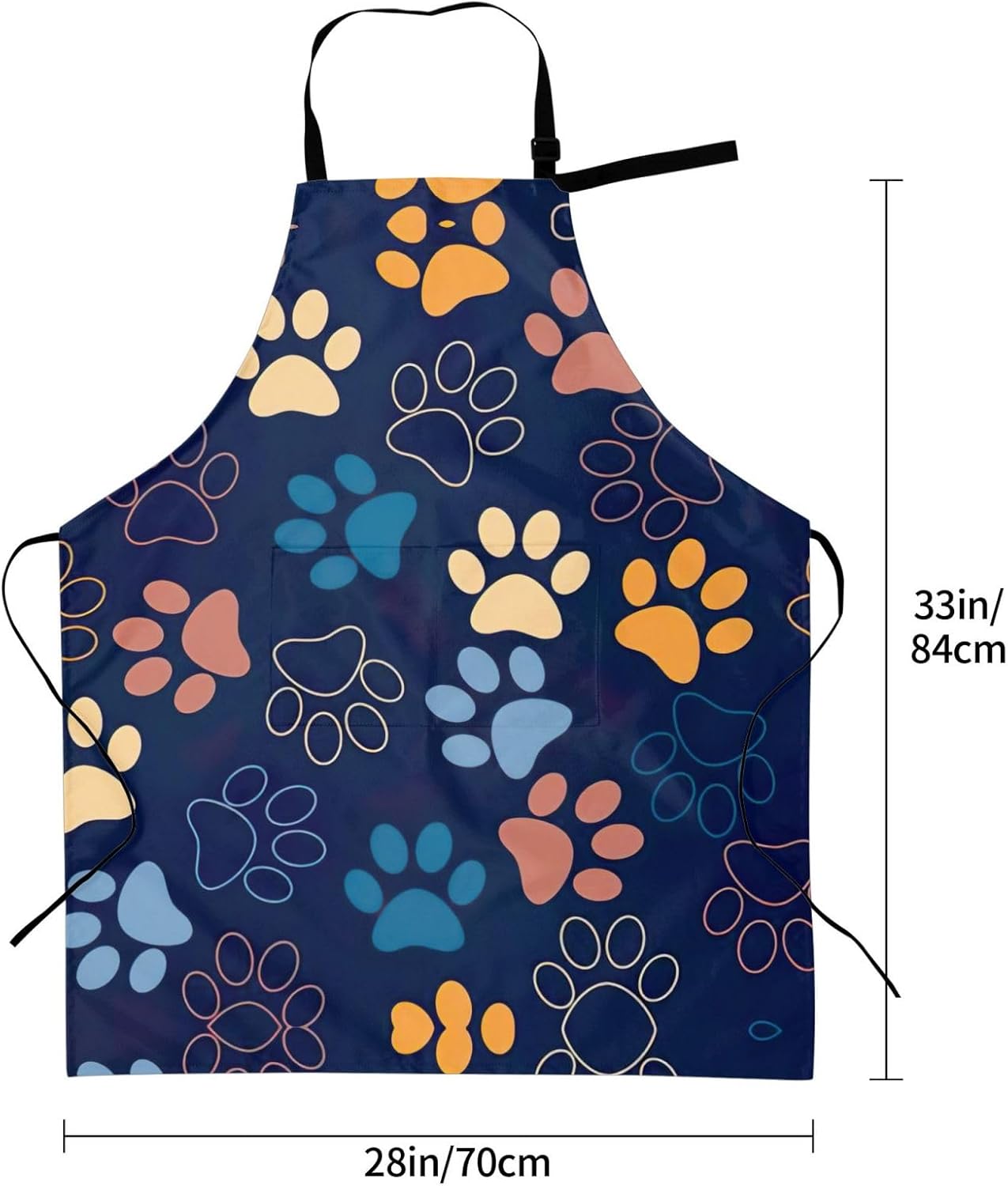 Cute dog paw Print Laundry apron 28x33 In Waterproof Kitchen Apron with Pockets for Cooking Baking