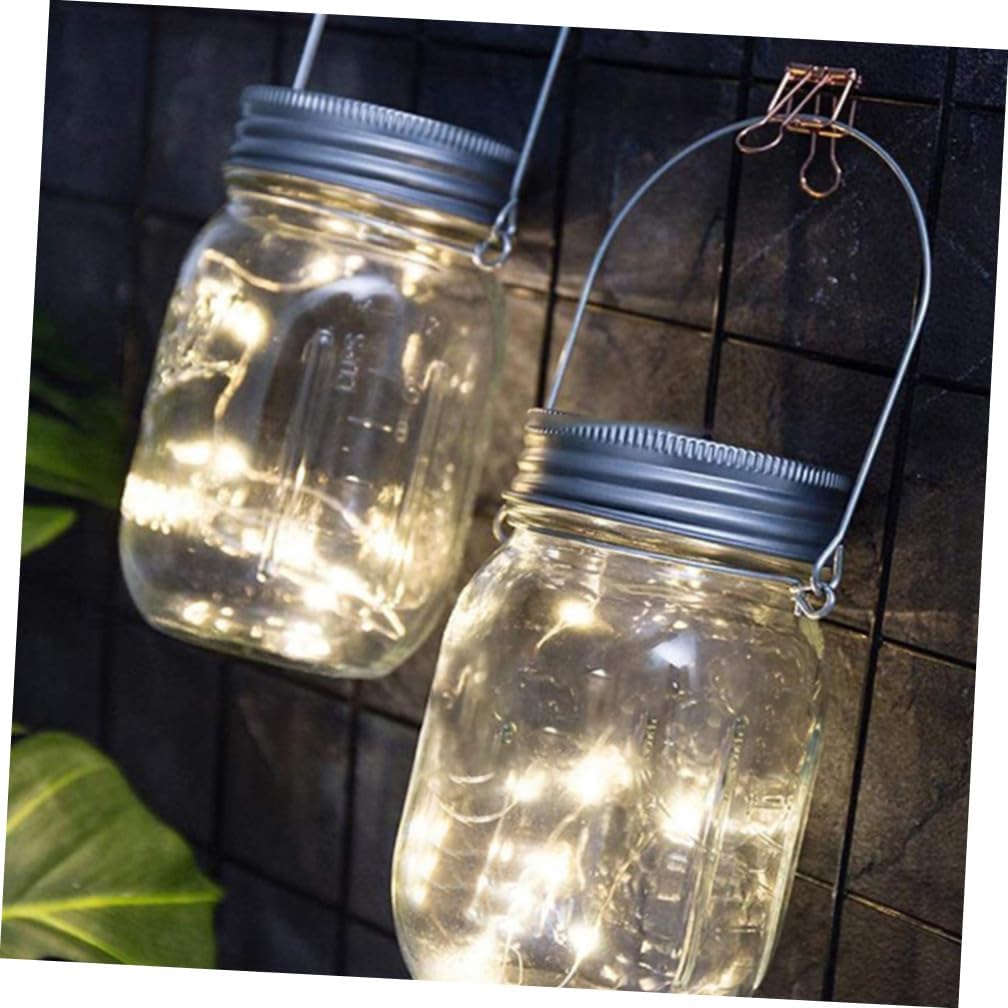 BESTOYARD 12 Pcs Solar Mason Jar Wall Lights Handles Waterproof Metal Hangers for Indoor and Outdoor Decor for Garden Patio and Bedroom Lighting