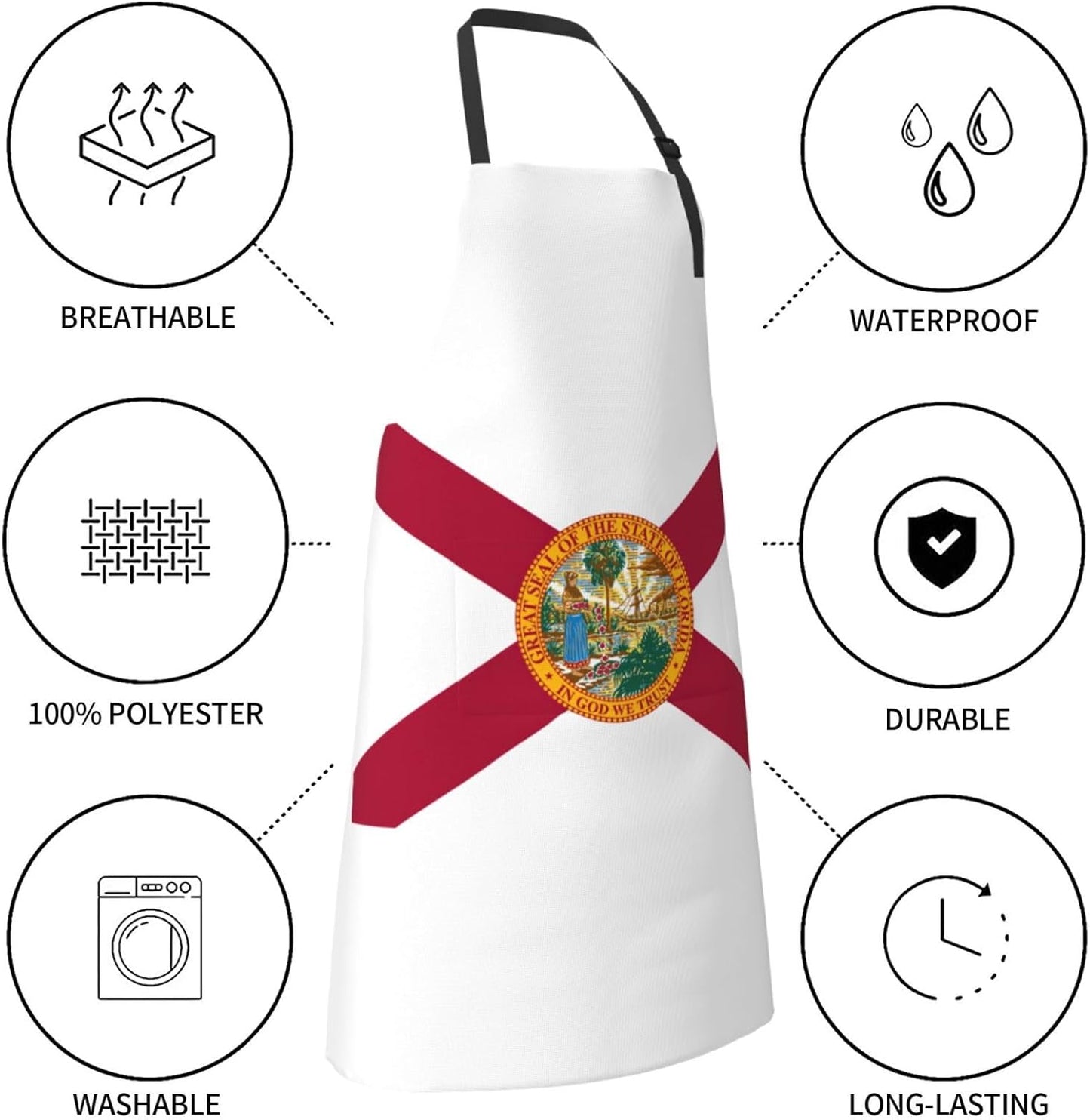 Flag of Florida Print 28 x 33in Waterproof Apron with Pockets Fashionable Versatile Smock for Baking