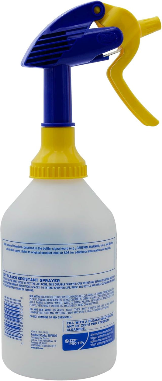 Zep New Bleach Resistant Professional Sprayer 2.0 Bottle 32 Ounces - 30 Foot Spray, Adjustable Nozzle