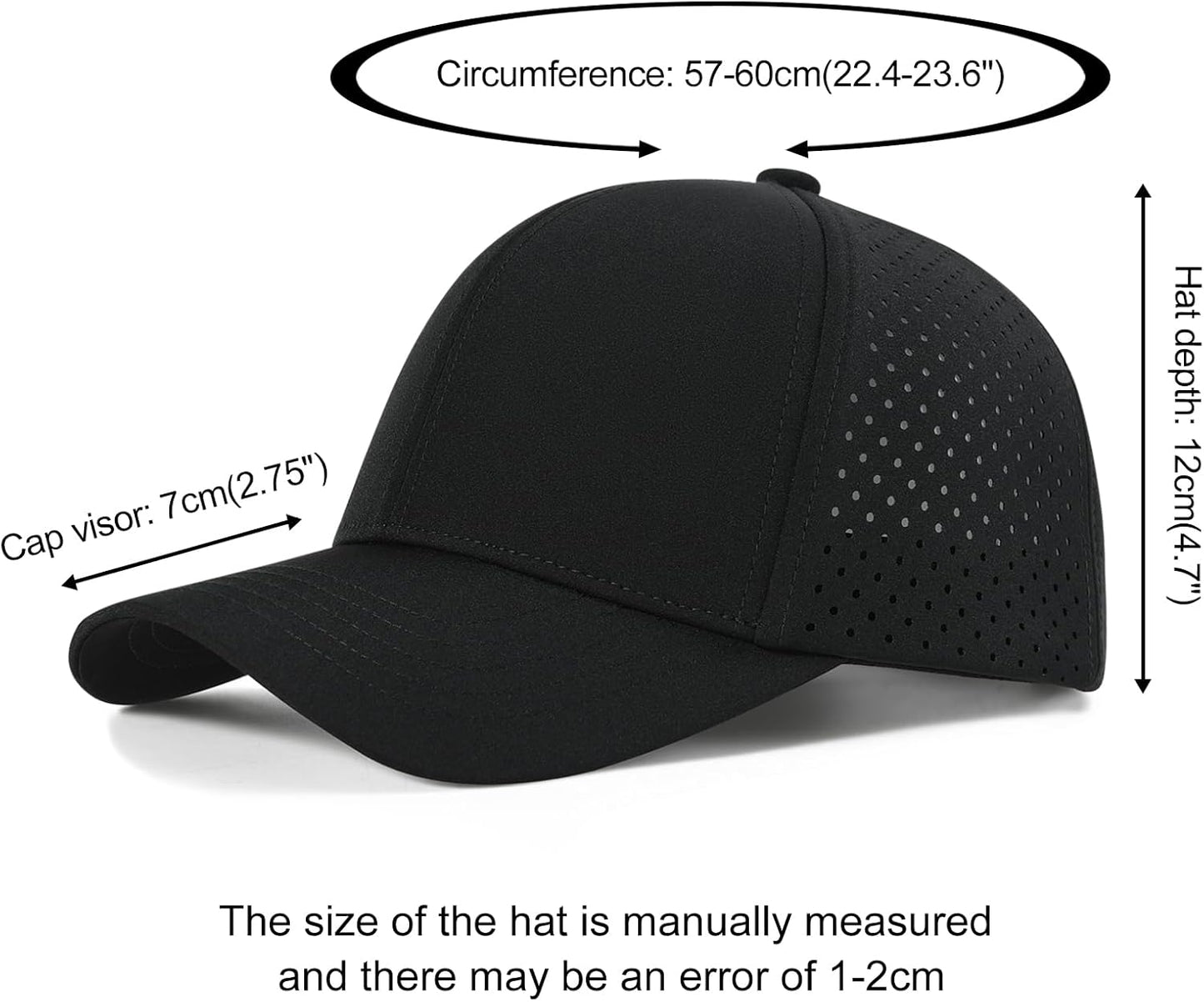 VOBOOM Men Quick Dry Baseball Cap Laser Cut Mesh Ball Curved Brim Snap