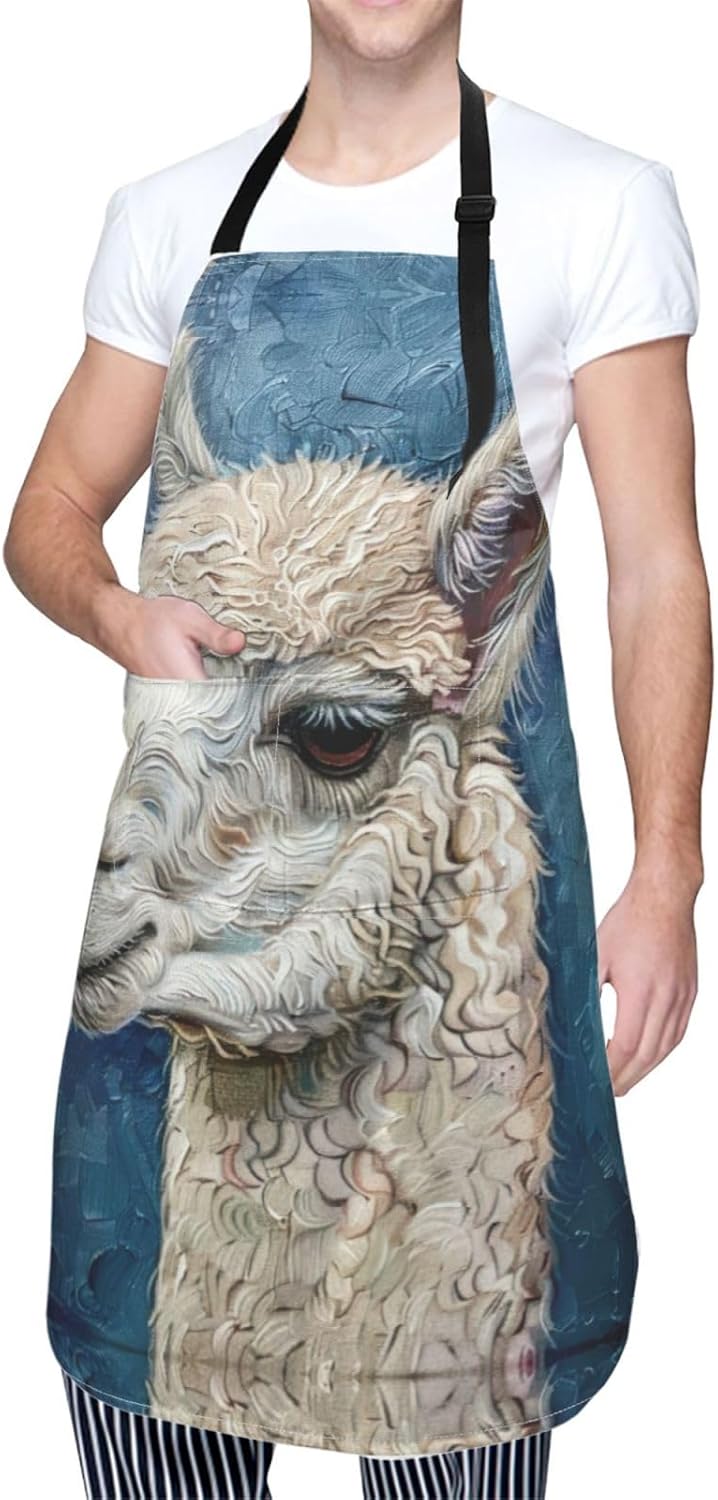 Alpaca Llama print Waterproof chef's apron with pocket apron for kitchen cooking baking barbecue and gardening