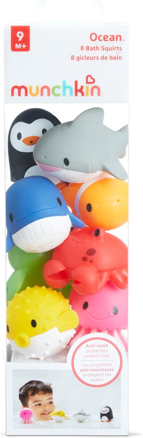 Munchkin Baby Bath Toy Squirts for Babies and Toddlers 9 Months and Up, Ocean Sea Animals Squirters, 8 Pack