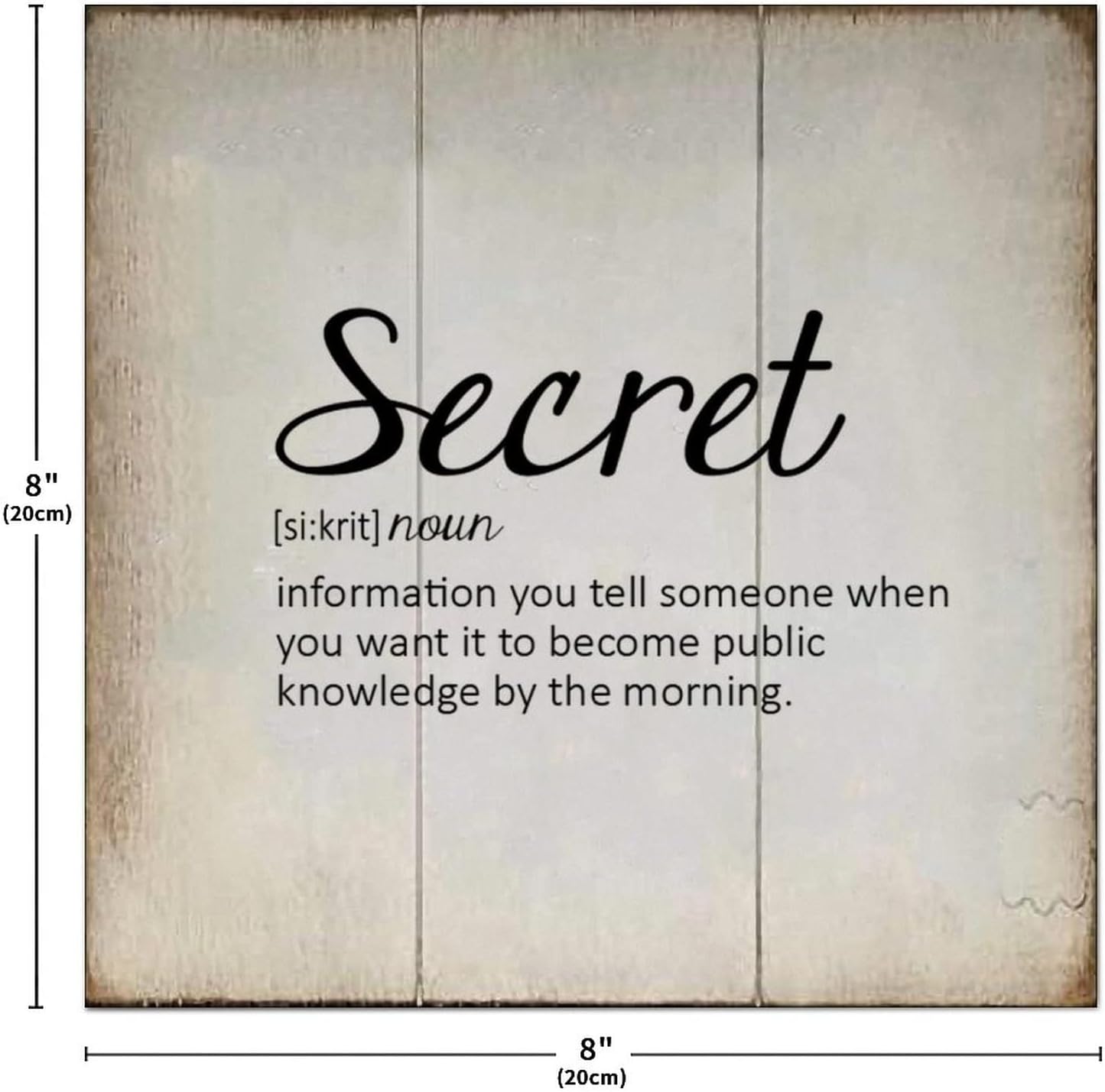 LITTLEGROVE SEEDS Vintage Wood Signs Secret Definition Typography Wooden Sign Secret Wall Decorations for Living Room Rustic Wall Art for Home Man Cave Door Porch Garden Party 8x8in