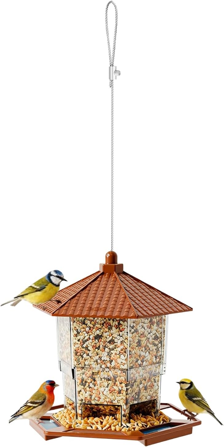Bird Feeder Hangable, Refillable Water Bowl, Squirrel Proof Window, Du