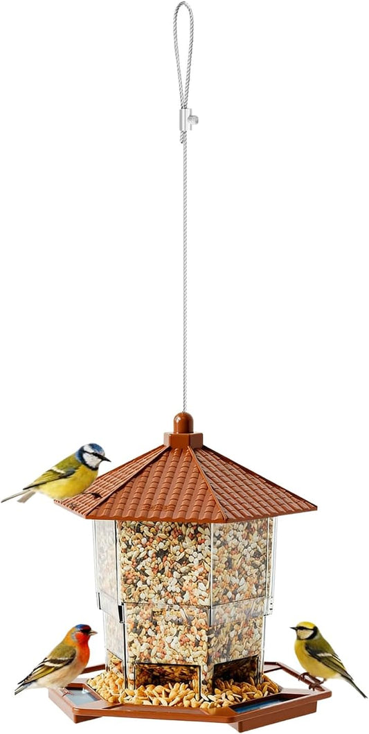 Bird Feeder Hangable, Refillable Water Bowl, Squirrel Proof Window, Du