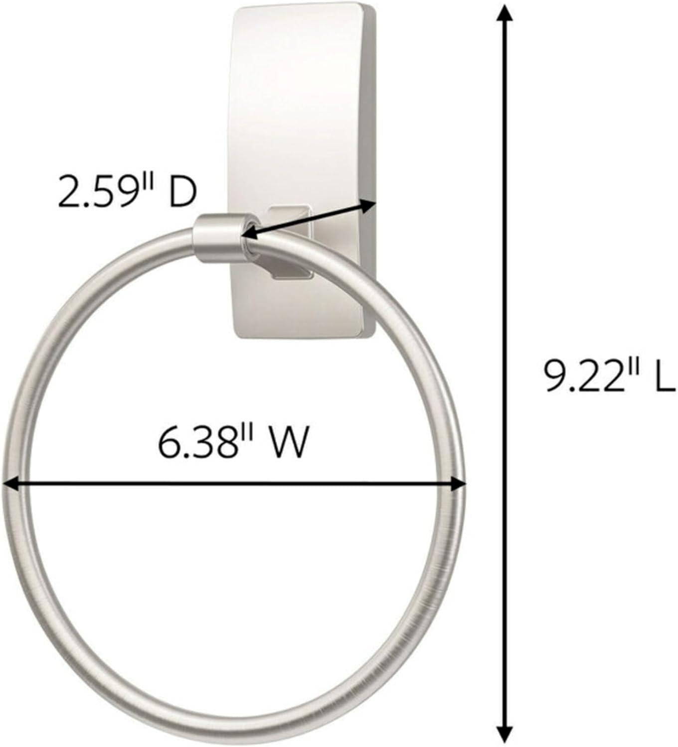 Command Hand Towel Holder Satin Nickel with Water Resistant Command Strips, Rust Resistant Bathroom Organizer, Holds up to 5 lbs