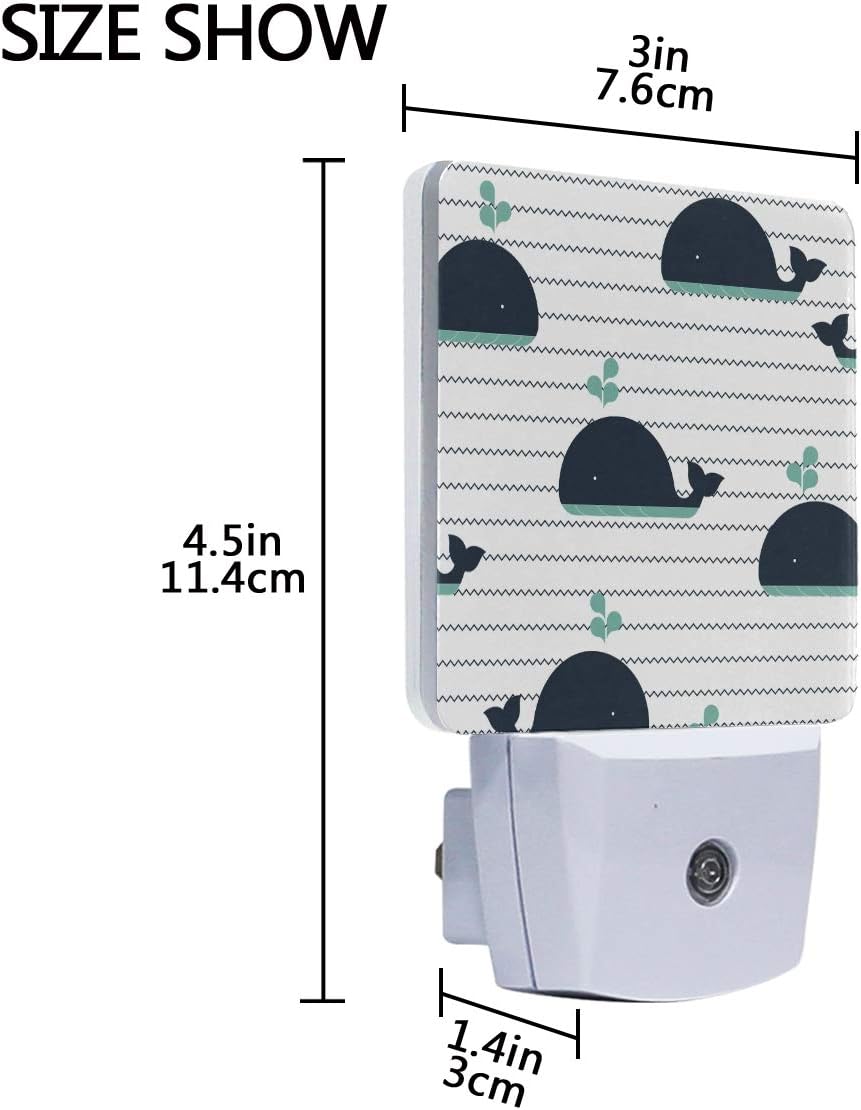 Plug-in Night Light Waves and Whale Printed LED Nightlight, Dusk-to-Da