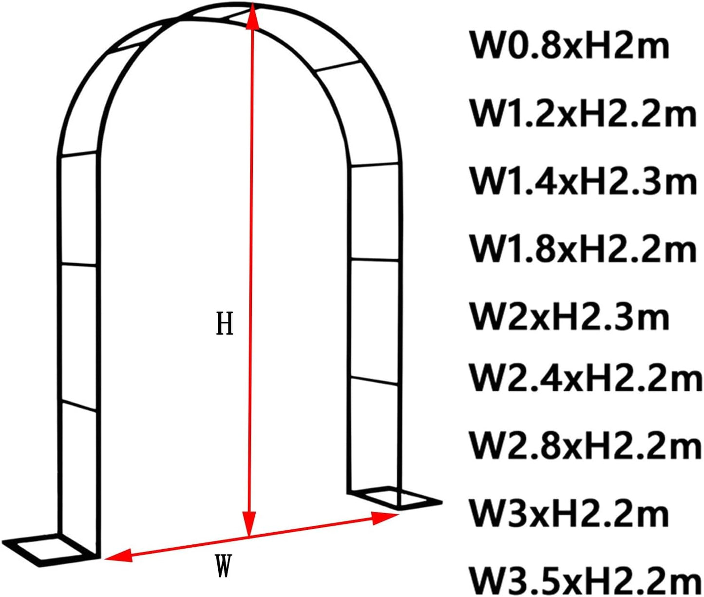 Black Iron Garden Pergola Arbor Arch Trellis for Climbing Plants, Outdoor Archway for Roses & Vines, Durable 0.8x2x0.4m Garden Decoration