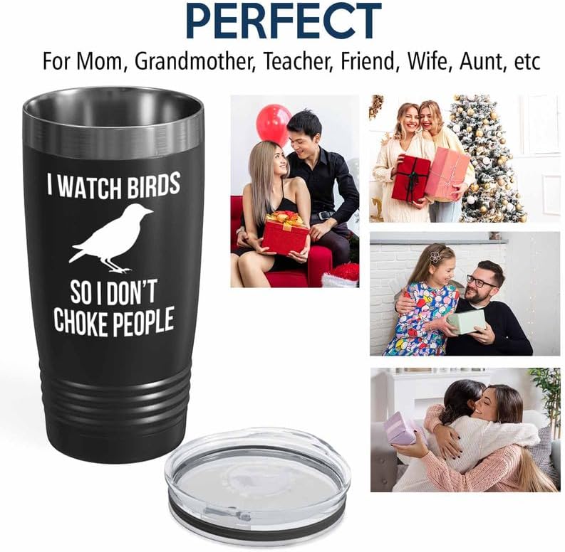 Birding Black Edition Viking Tumbler 20oz - I watch birds - Bird Feede