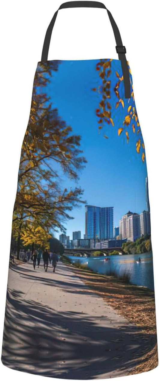 Austin Texas print Waterproof chef's apron with pocket apron for kitchen cooking baking barbecue and gardening