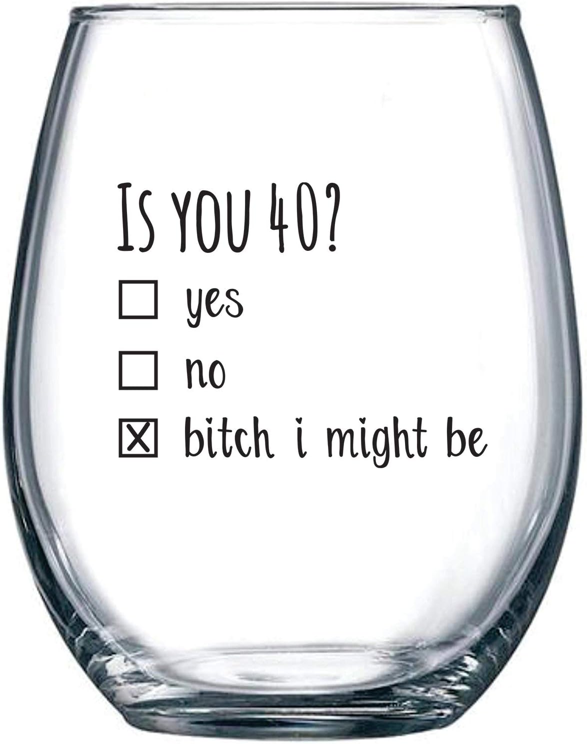Gelid 40th Birthday Gifts for Women and Men Wine Glass - Funny Is You 40 Gift Idea for Mom Dad Husband Wife – 40 Year Old Party Supplies Decorations for Him, Her - 15oz