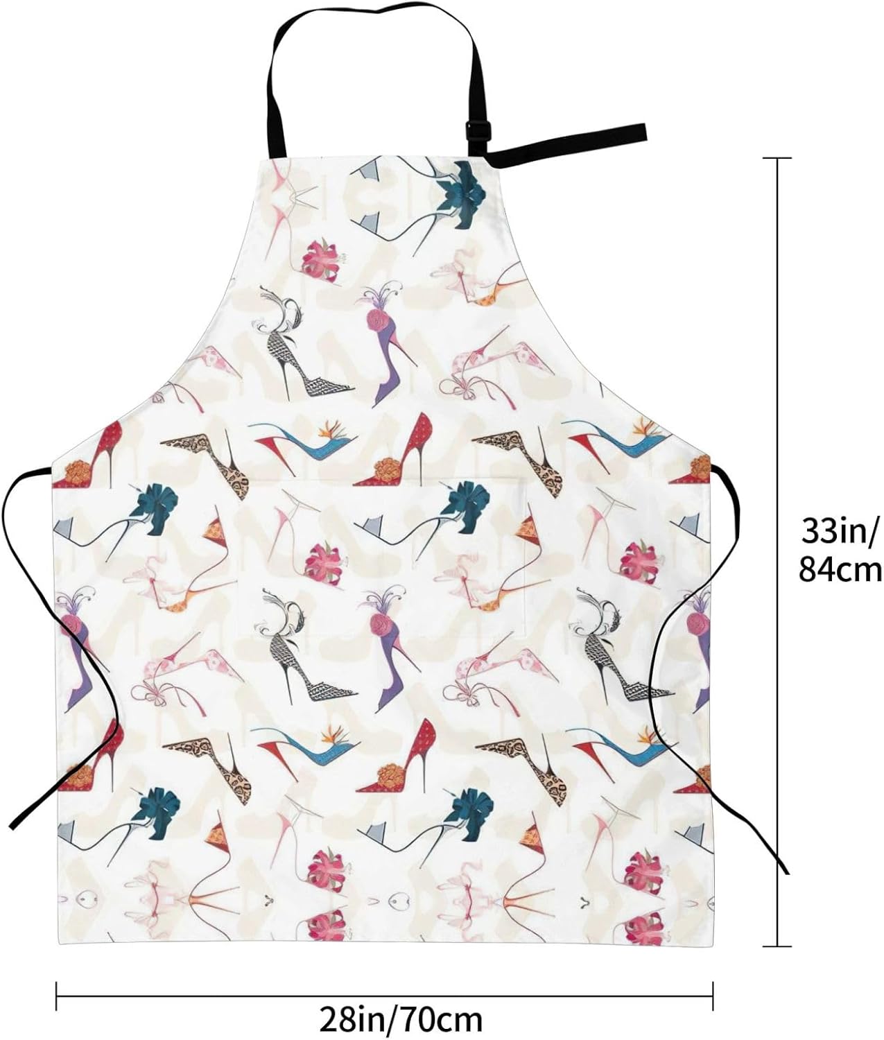 High Heel Shoes Print Laundry apron 28x33 In Waterproof Kitchen Apron with Pockets for Cooking Baking