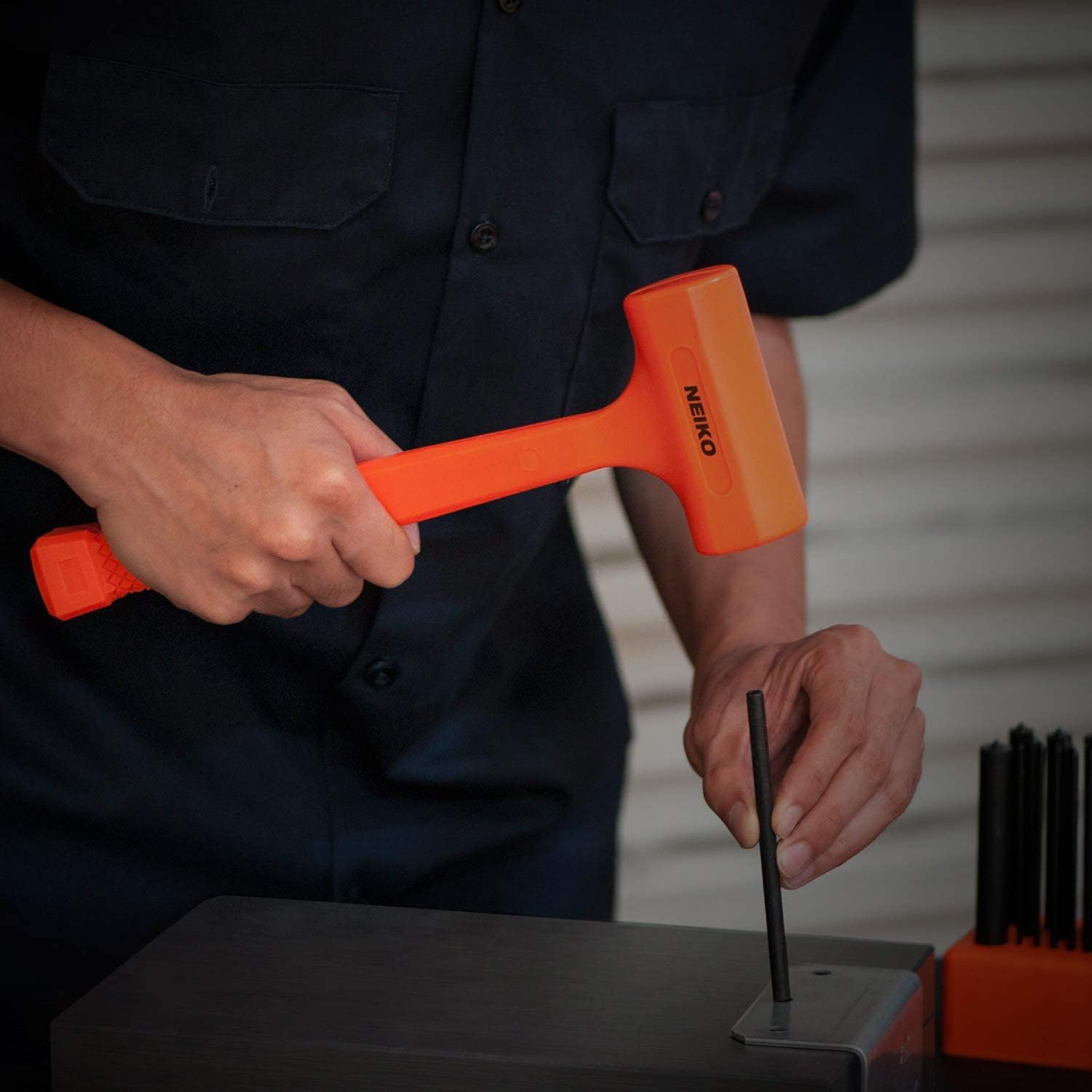 NEIKO 02847A 2 LB Dead Blow Hammer, Neon Orange | Unibody Molded | Che