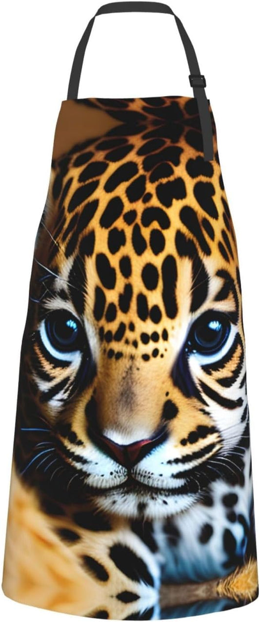 Cute Baby Jaguar 1 print Waterproof chef's apron with pocket apron for kitchen cooking baking barbecue and gardening