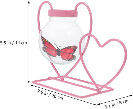PRETYZOOM Glass Hydroponics Planter Vase with Iron Stand, Desktop Flow