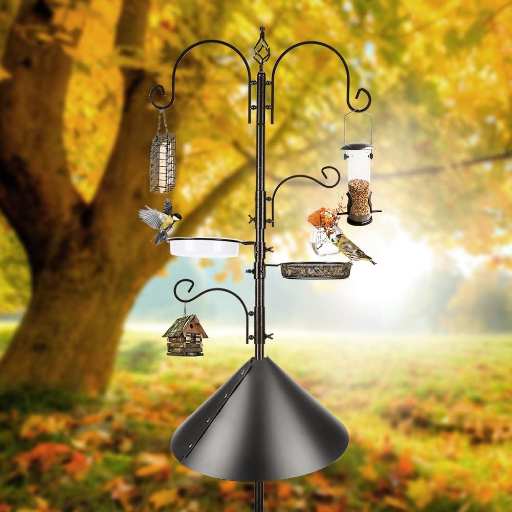 Bird Feeder Pole with Squirrel Baffle - Deluxe Feeder Station Kit Incl