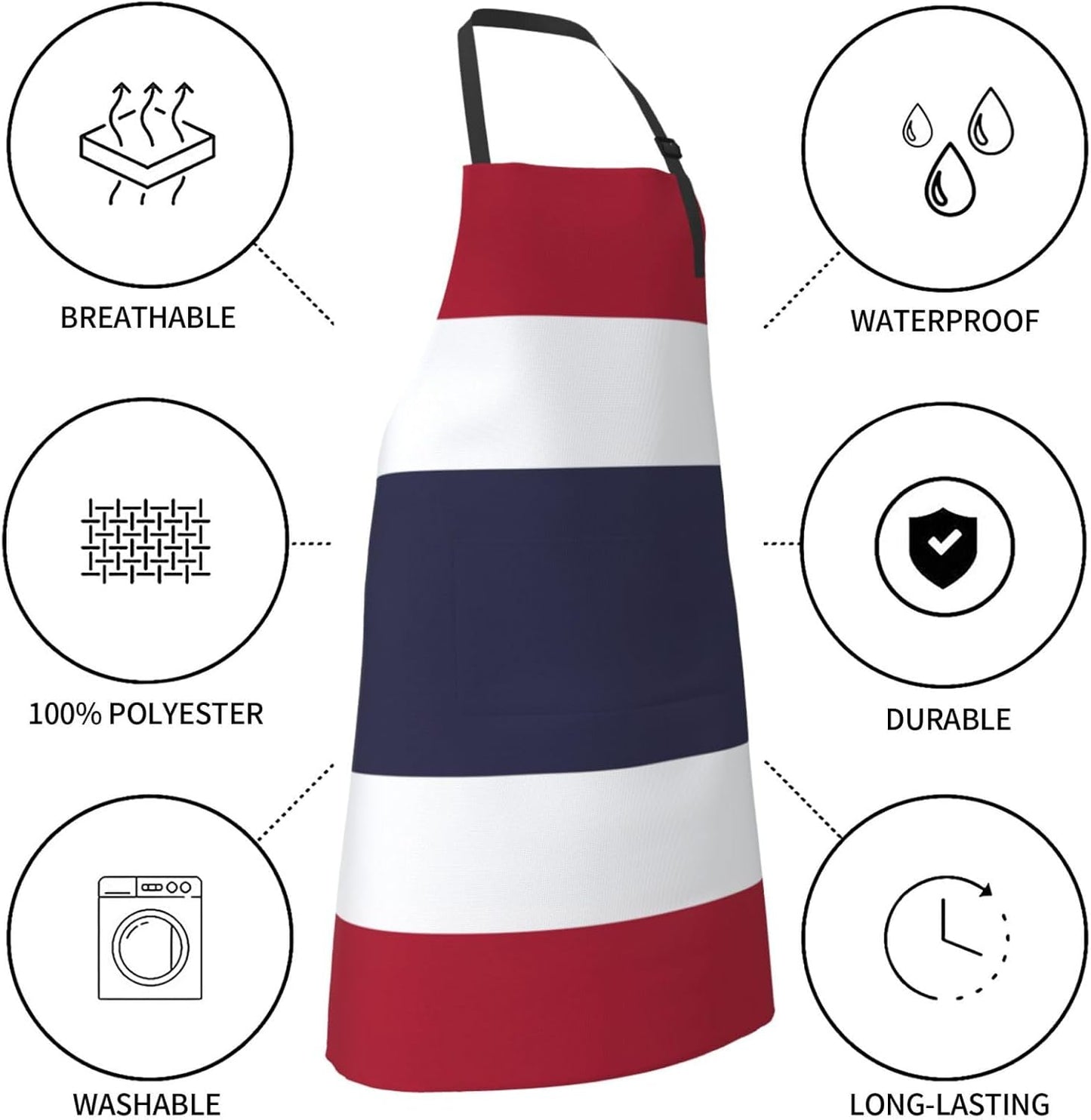 Thailand Flag print Waterproof chef's apron with pocket apron for kitc