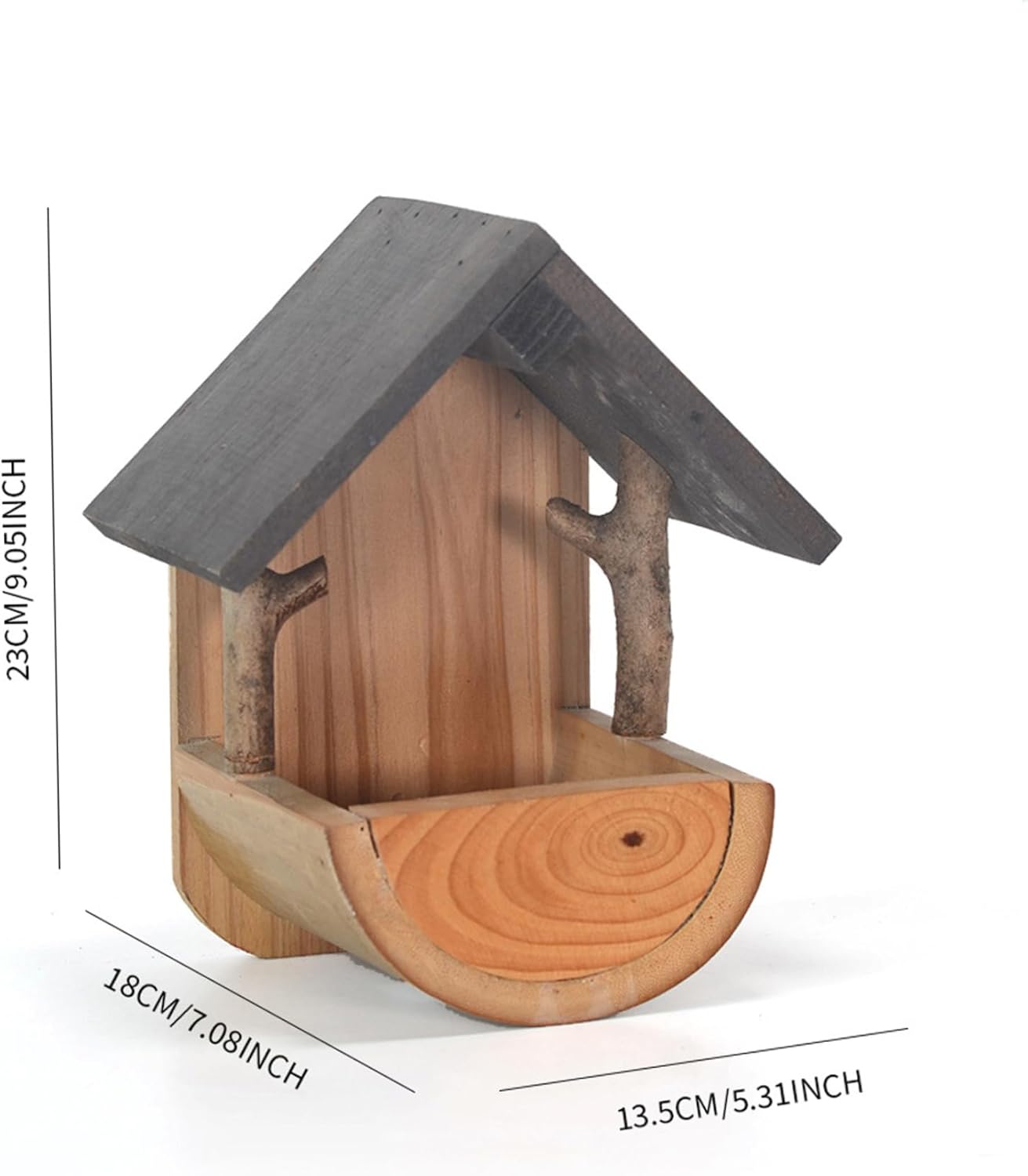Bird Feeders Hanging Bird Feeder, Wooden Feeder with Wide Perch Tray for Outdoors, Creative Garden Decor and Supplies for Small Wild Birds