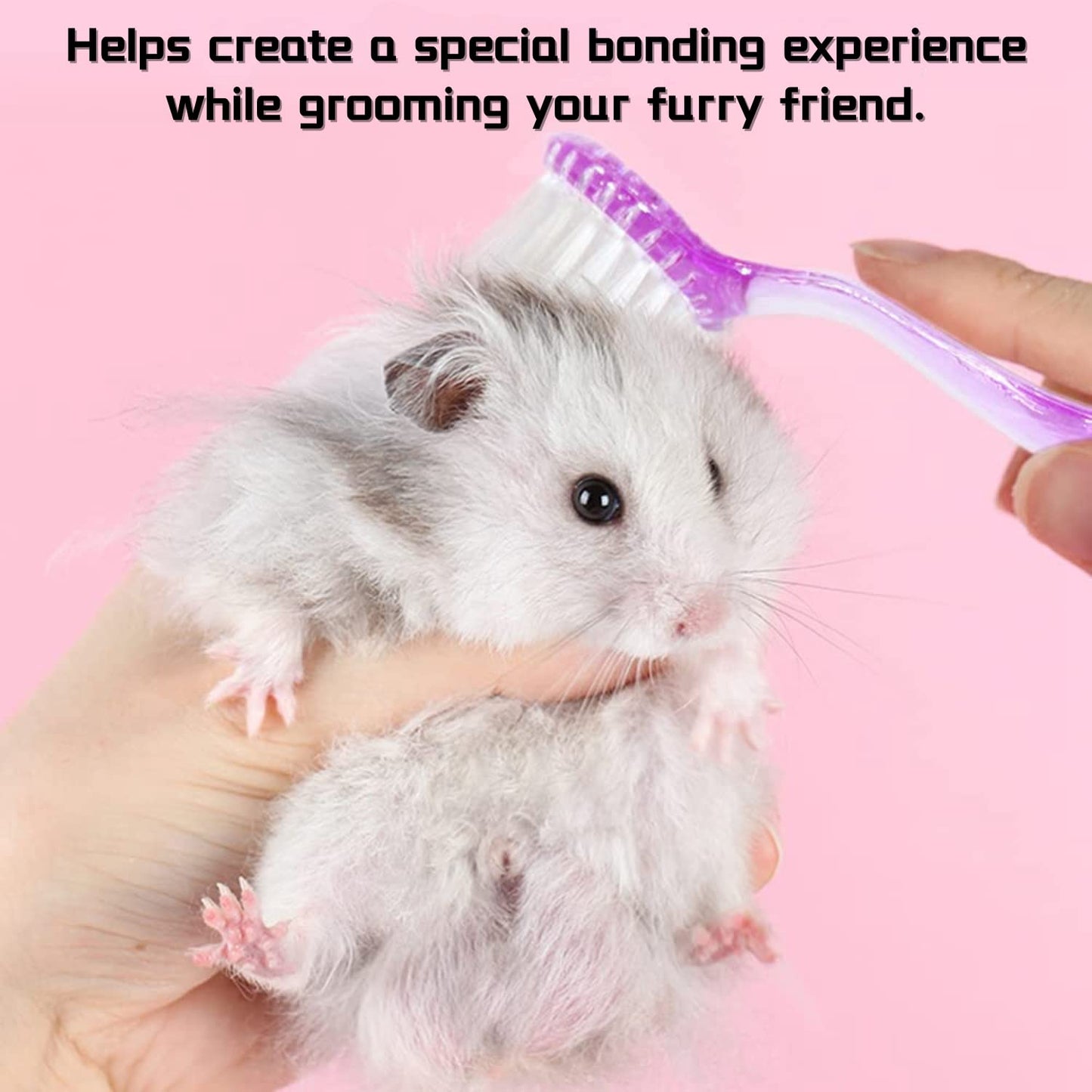 4 Pack Hamster Brush - Small Animal Bath Brush with Lid Soft Cleansing
