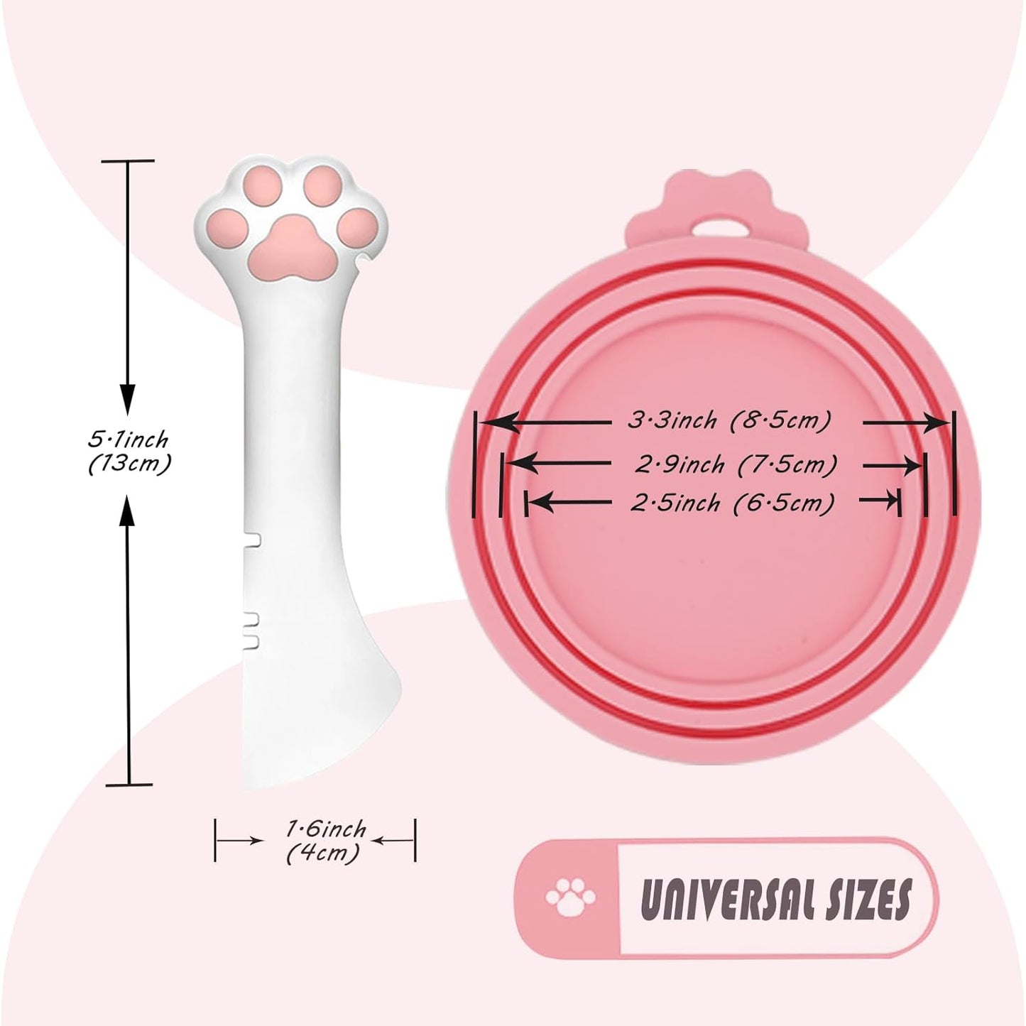 3 Pcs Pet Food Can Lids & One Can Spoon | Cute Paw Shape Opener Spatul