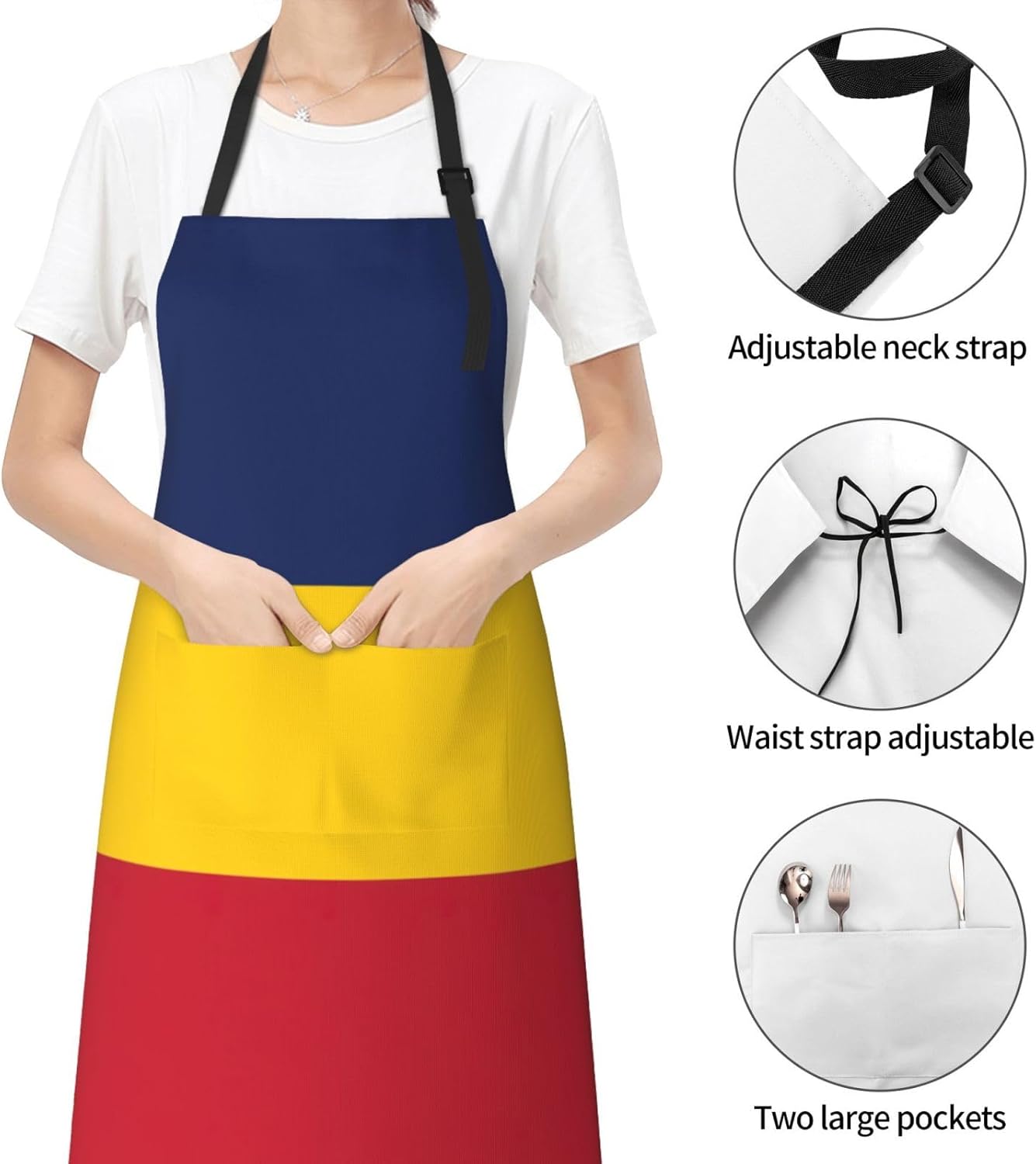 Flag of Chad print Waterproof chef's apron with pocket apron for kitchen cooking baking barbecue and gardening