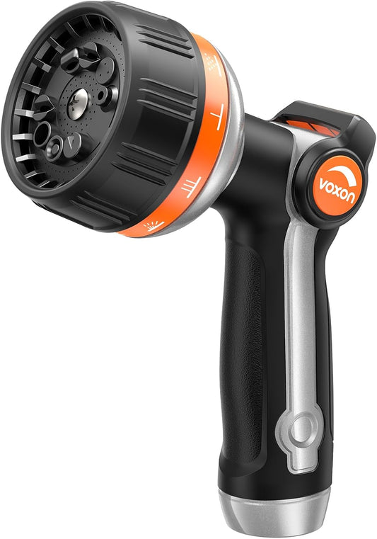 VOXON Hose Nozzle Heavy Duty 10 Spray Patterns - Metal Garden Water Ho