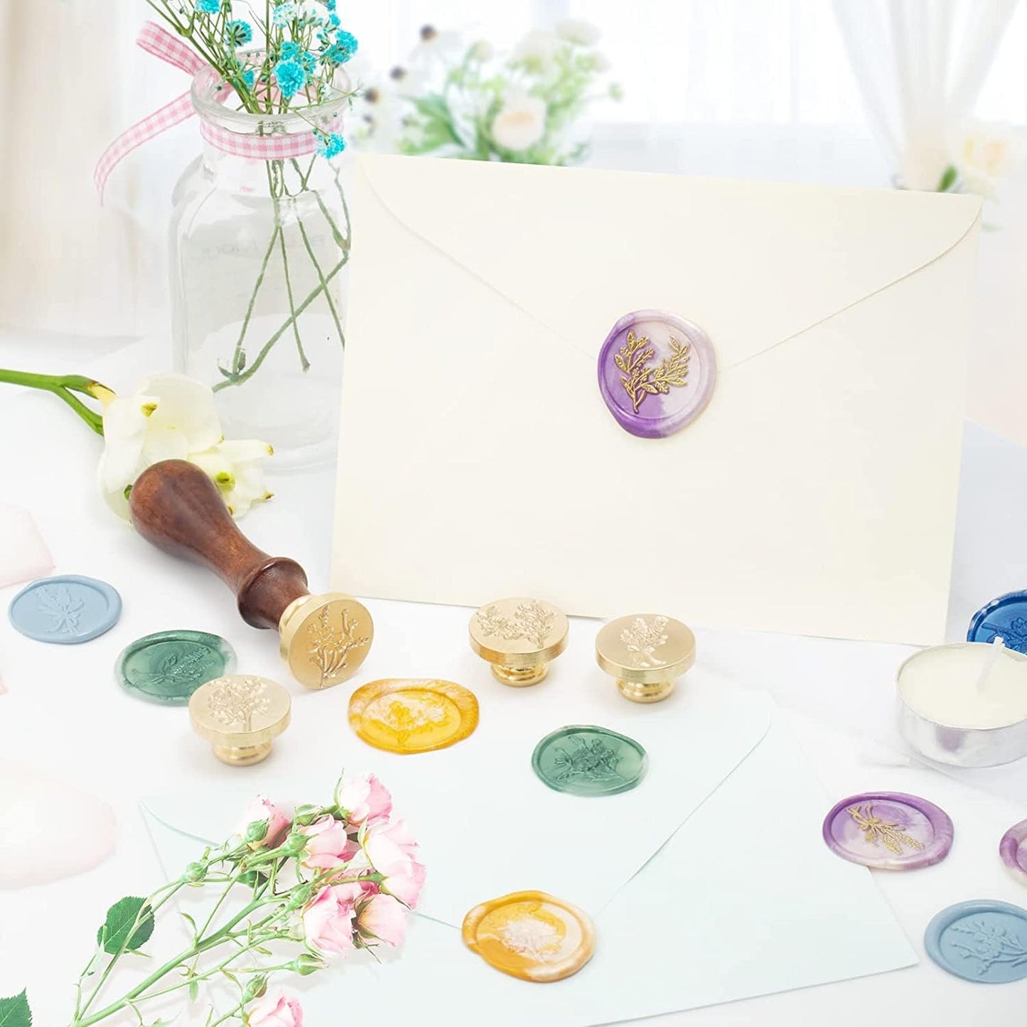Romantic Rose Wax Seal Stamp, Elegant Garden Botanical Plant Sealing S