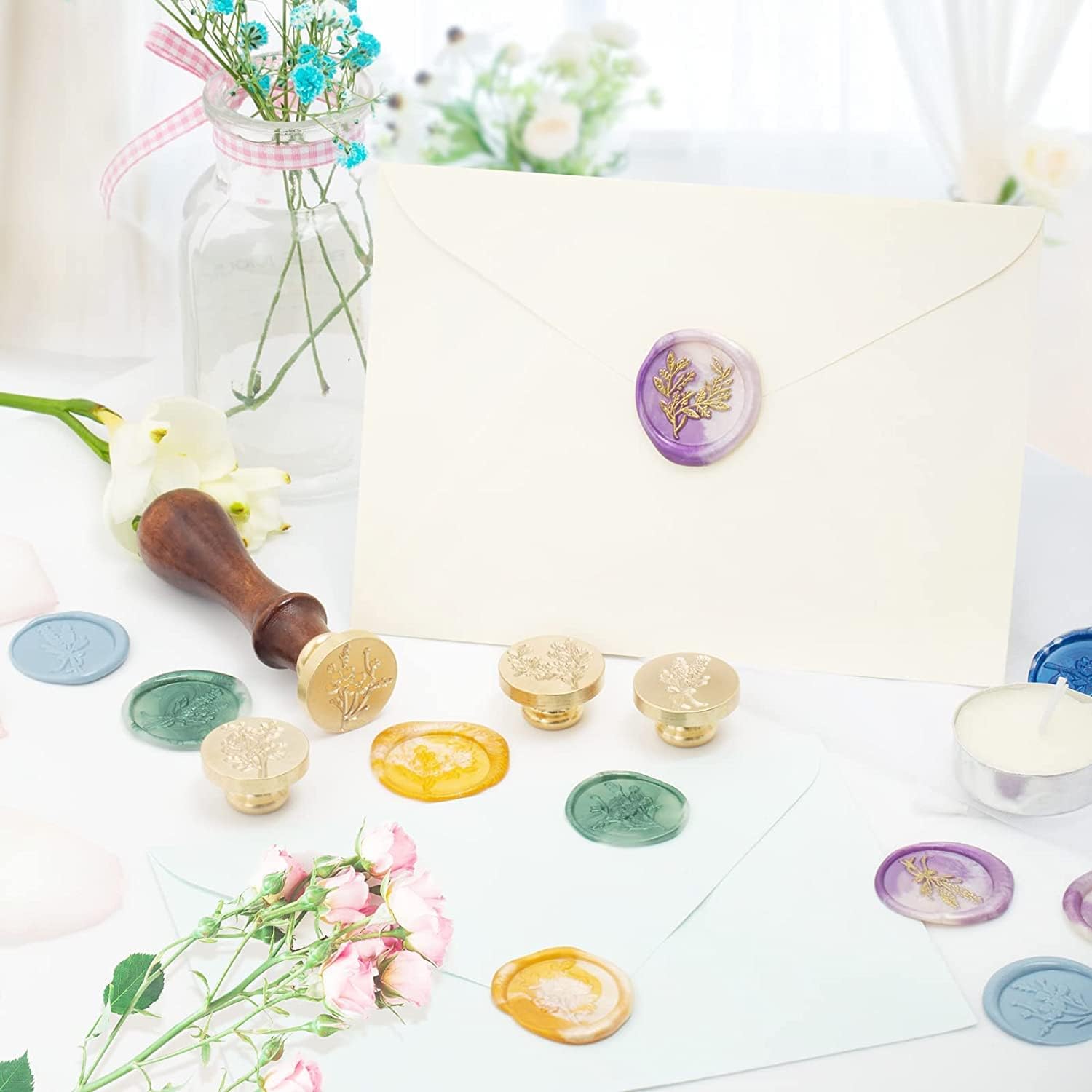 Romantic Rose Wax Seal Stamp, Elegant Garden Botanical Plant Sealing S