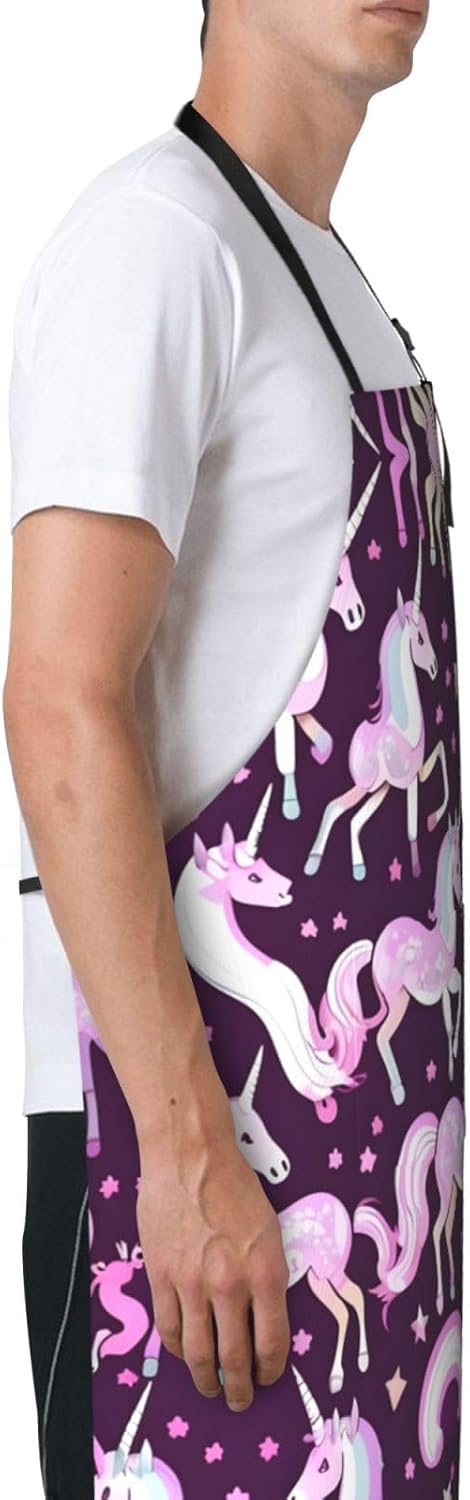 Unicorns Red print Waterproof apron with pocket adjustable cooking apron for adult kitchen bibs to bake