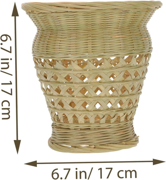 PRETYZOOM Woven Bamboo Flowerpot Natural Flowerpot for Dried Flowers C