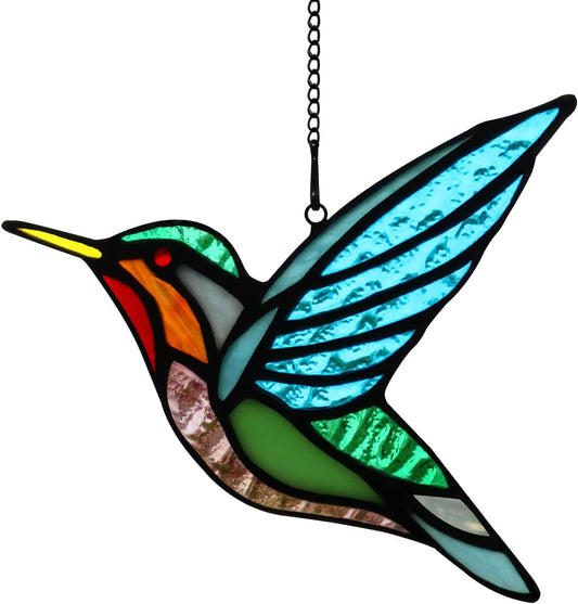 Stained Glass Birds Window Hangings, Stained Glass Hummingbird Decorations,Bird Suncatcher for Window Decor Hummingbird Gifts for Mom,Bird Lovers