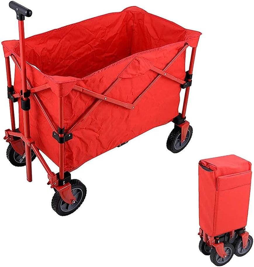 Handcart, Folding Portable Trolley Cart Heavy Duty Wagon, Multifunction Shopping Cart, for Outdoor/Camping/Fishing/Mall Cargo Carry Trolley with 4 Wheel,