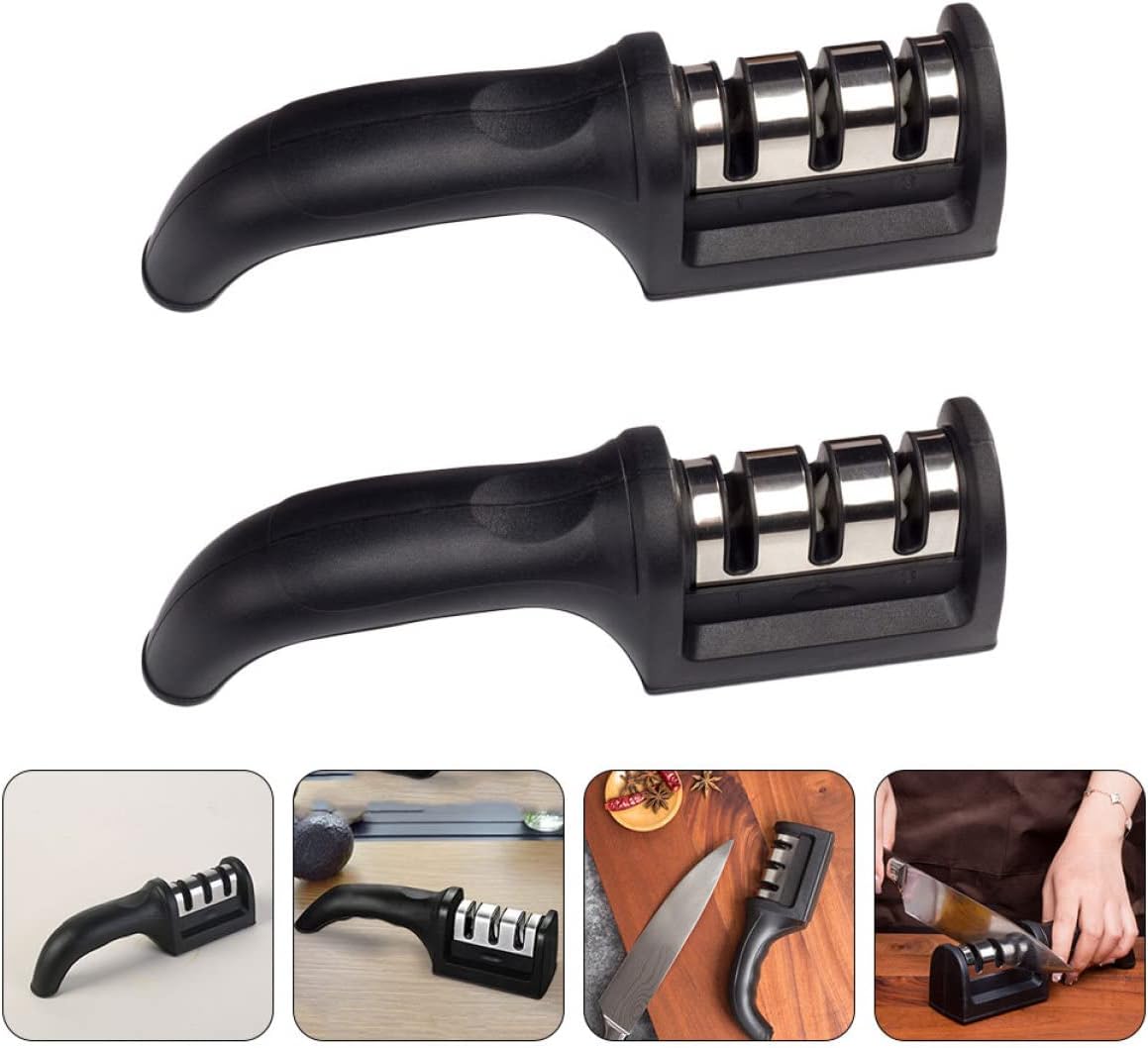 PRETYZOOM 2 Pcs Handheld Kitchen Cutter Sharpener Quick Diamond Sharpe