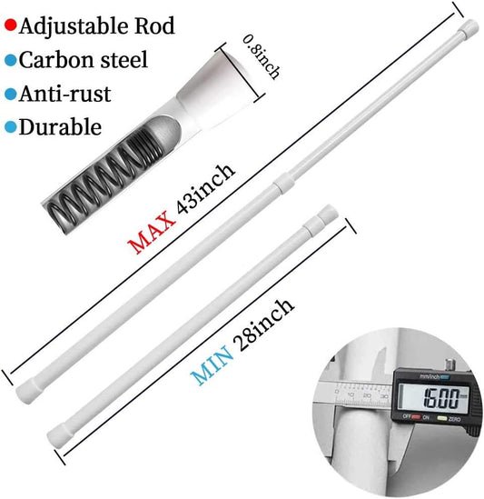 Spring Tension Curtain Rods 28-43in Spring Load Adjustable Expandable 