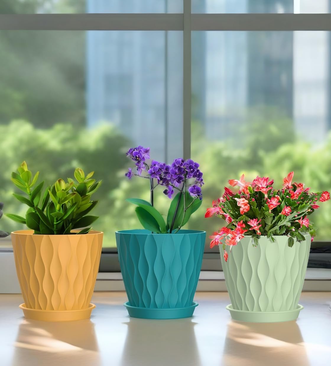 4 Inch Plant Pots, 6 Pack Indoor Flower Pots, Planters with Drainage H
