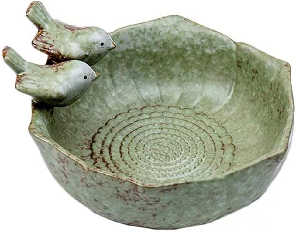 Ceramic Birdbath Bowl Wild Bird Feeder Food Holder Container Bird Feeding Tray Bowl for Outside Bee Bird Water Bath Outdoor Garden Courtyard Decoration, Balcony and Lawn