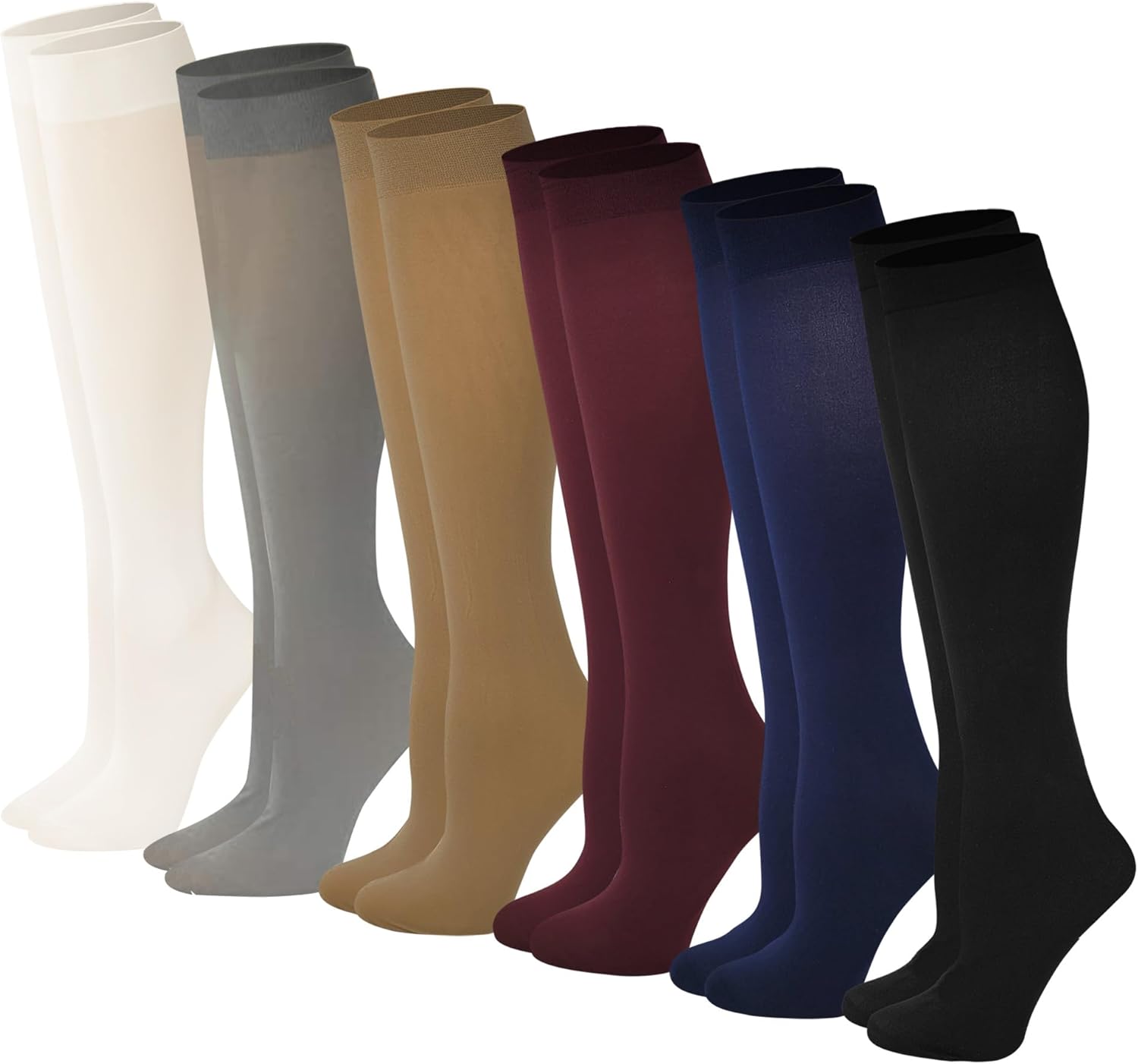 SUMONA 6 Pairs Women Opaque Stretchy Spandex Knee High Trouser Socks