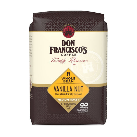 Don Francisco's Vanilla Nut Whole Bean Coffee, Medium Roast – 100% Arabica, Flavored Coffee, 20 oz Bag