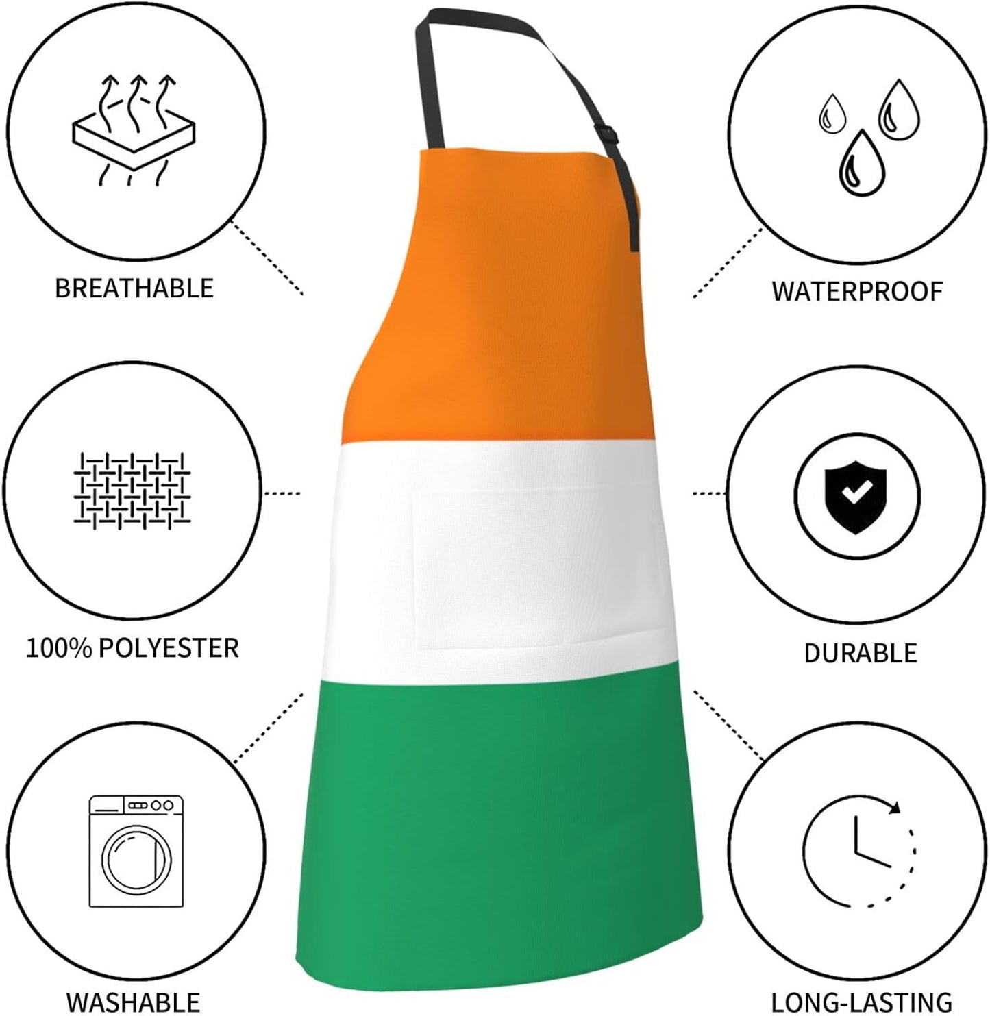 Flag of Cote d'Ivoire print Waterproof chef's apron with pocket apron for kitchen cooking baking barbecue and gardening