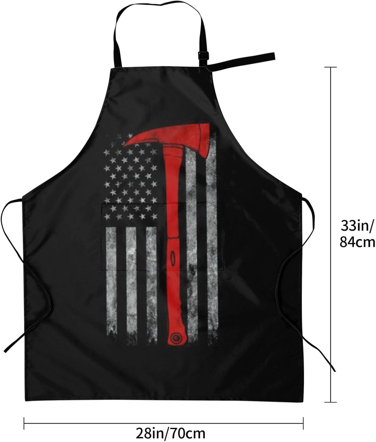 Firefighter Axe Red Line Flag print Waterproof apron with pocket adjustable cooking apron for adult kitchen bibs to bake