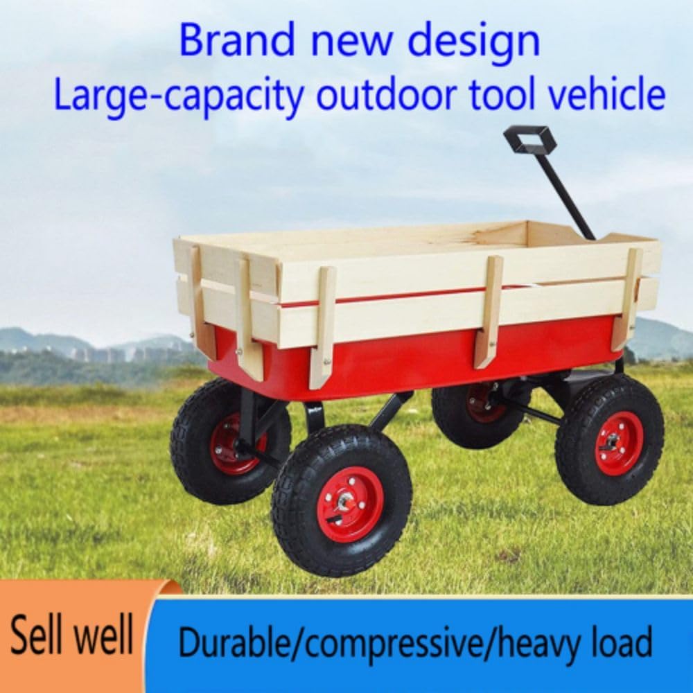 Garden Cart Utility Wagon 176 LBS Loading Capacity Steel Garden Wagon 
