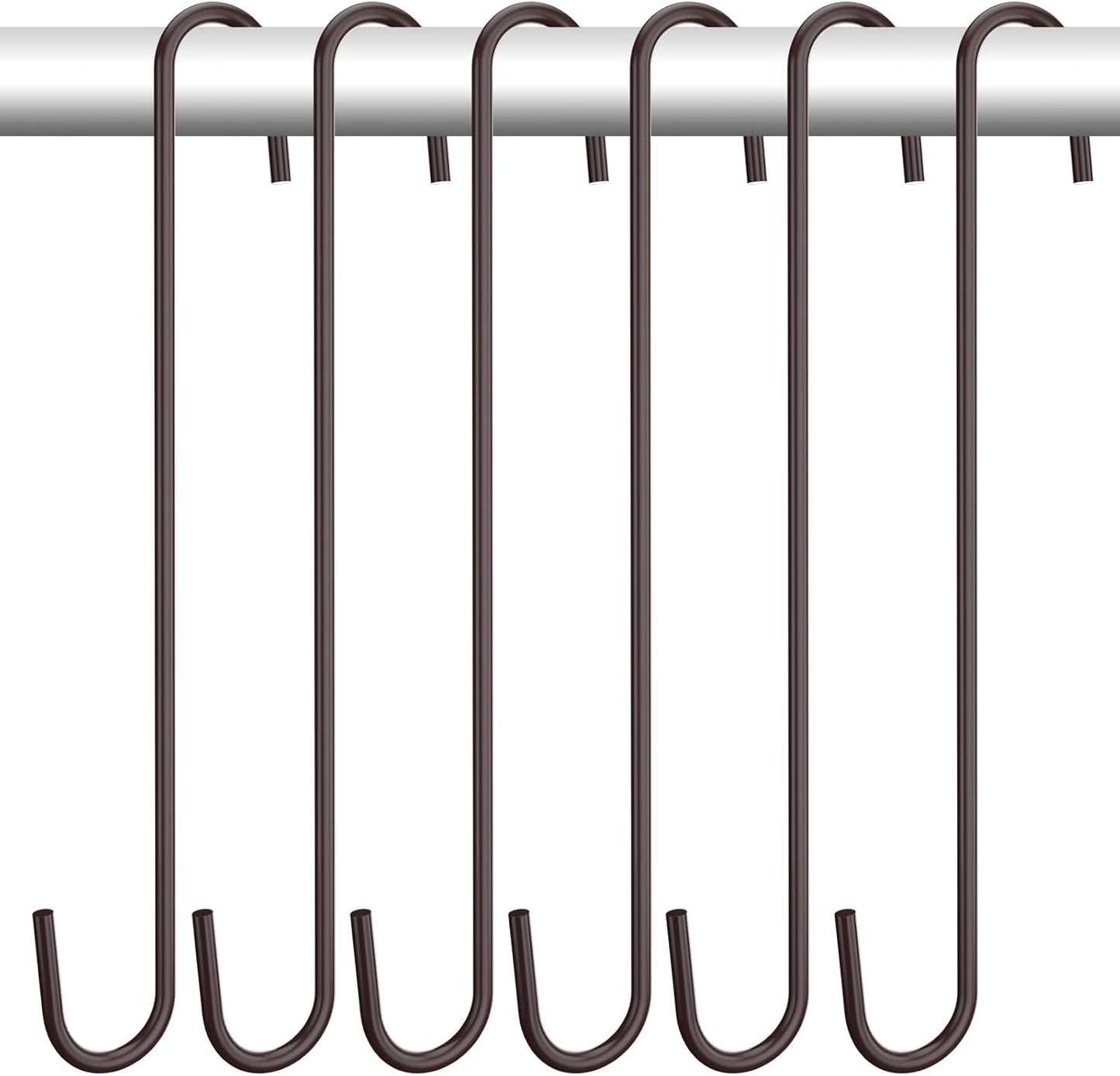 6 Pack heavy duty s hooks,Brown strong metal big hooks for hanging plants or large items as potted plants,garden tools,bird cages,animal feeders
