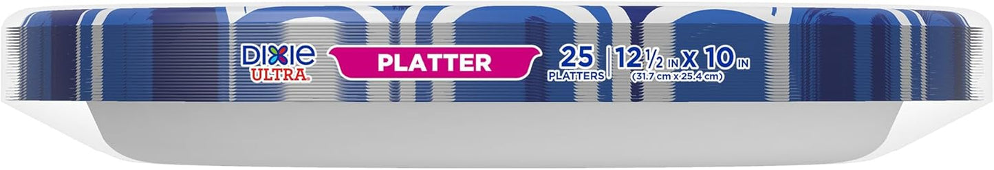 Dixie Ultra Disposable Paper Platters, 10" x 12.5", 25 Count – Durable, Sturdy Design