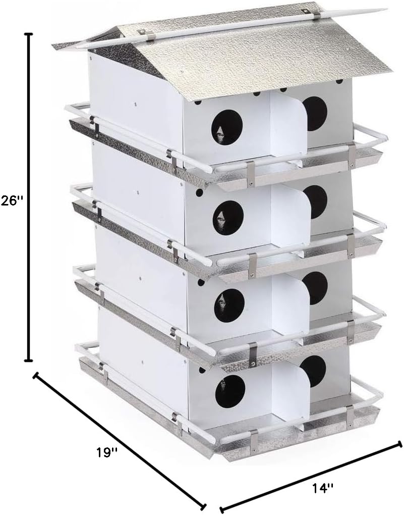 Birds Choice PMC16 Coates Purple Martin House 4 Floor /16 Room, Bird House, Large, White/Grey