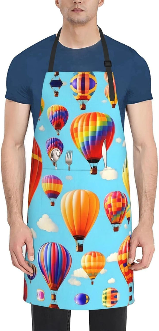 Hot Air Balloons print Waterproof apron with pocket adjustable cooking apron for adult kitchen bibs to bake