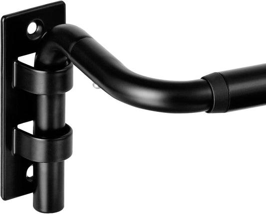 ENJOYBASICS Blackout Curtain rod for windows 48 to 84, 5/8 in Wrap Around Curtain Rods for Bedroom, Living Room, Adjustable from 30 to 86 Inches, Matte Black