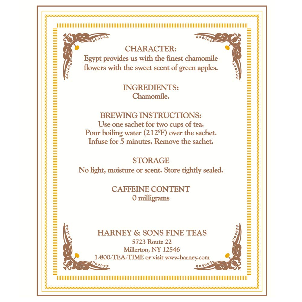 Harney & Sons Chamomile Herbal Tea, Classic Tin, 20 Sachets, white