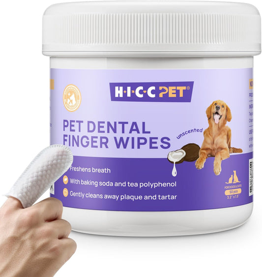HICC Pet Teeth Cleaning Wipes for Dogs & Cats, Vet-Recommended Remove 